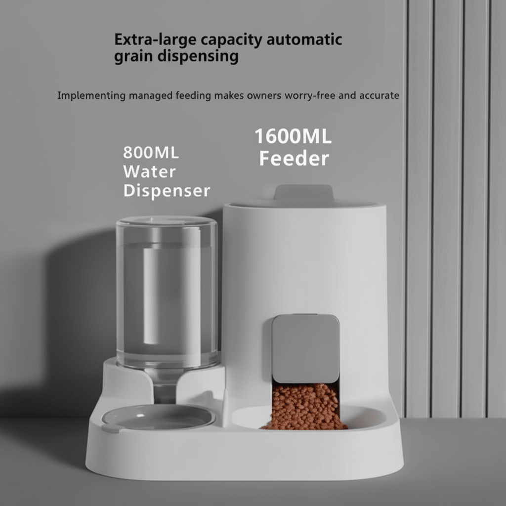 Auto Food & Water Dispenser (800ml water dispenser and 1600ml Feeder) - Pawsome Planet